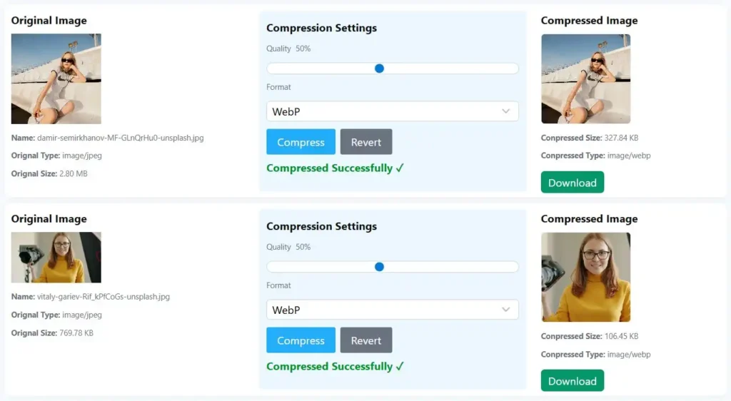 Bulk photo compression tool to reduce image size online without losing quality