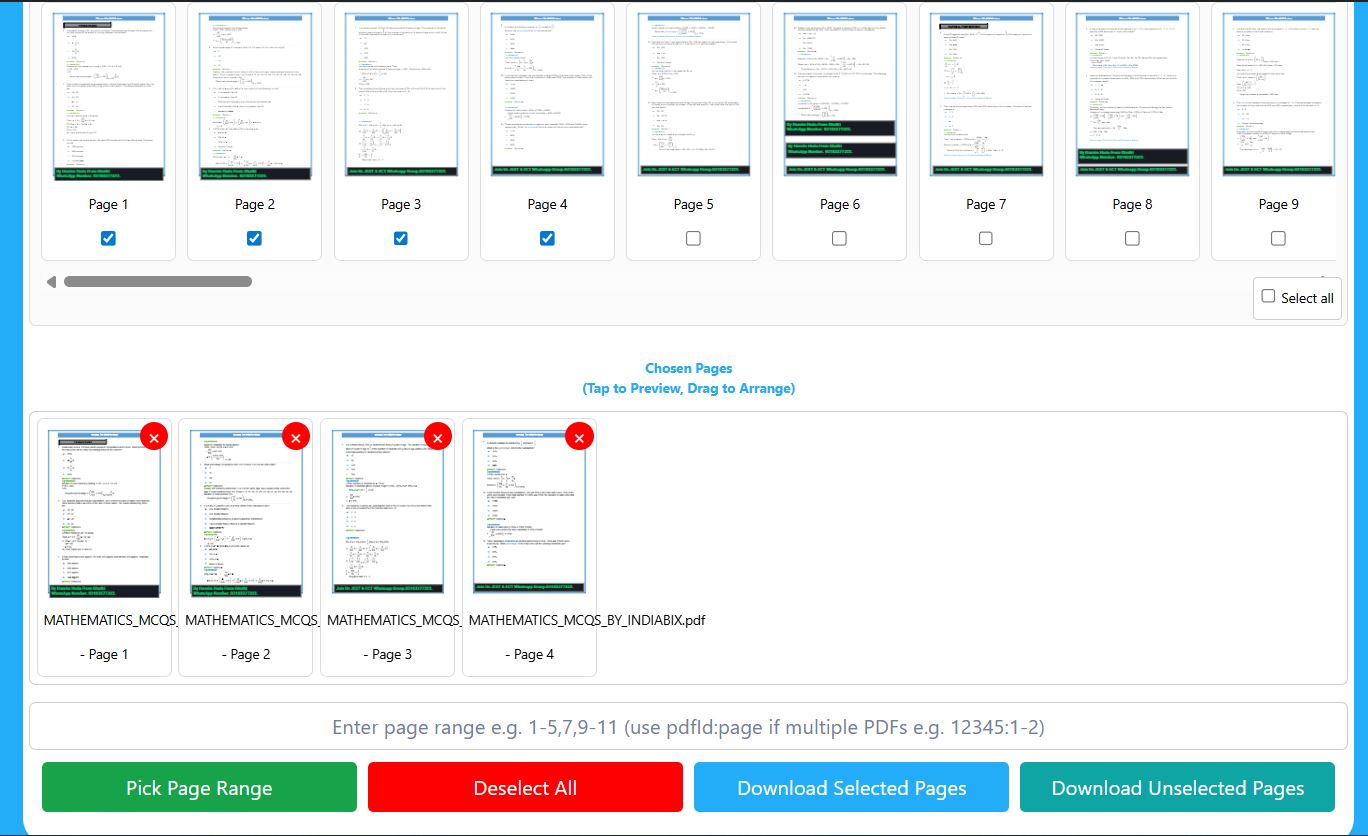 pdf spliter : showing extract pages from pdf file to split required pages.