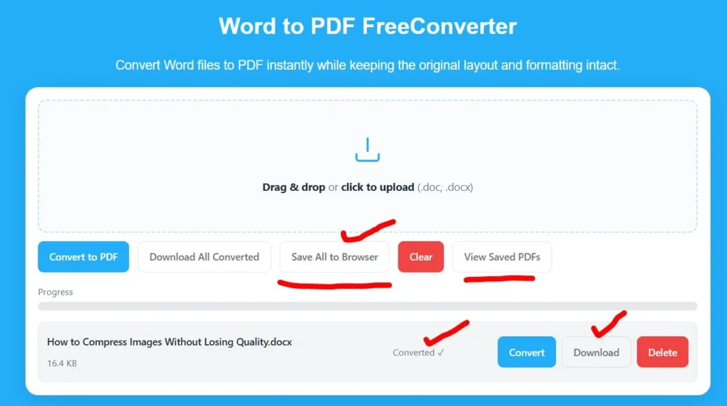 how to save converted files into local browser storage.